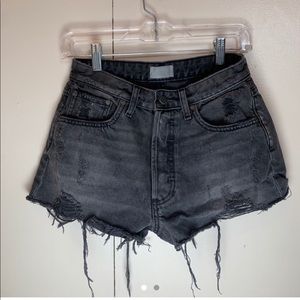 dark grey ripped jean shorts